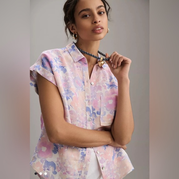 CLOTH & STONE Surf Shirt in blue and pink shades - Picture 1 of 12